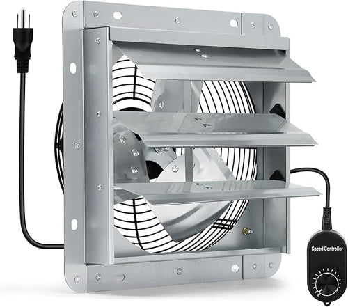 10 Inch Shutter Exhaust Fan with Speed Controller and Power Cord, Wall Mount Attic Fan for Greenhouses, Sheds, Garages, Chicken Coops, Barns Ventilation, 820 CFM by Hipoilk