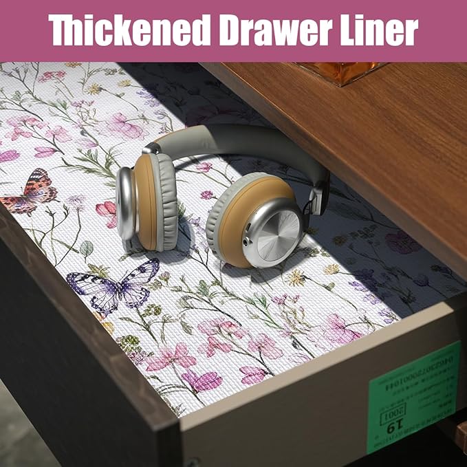 Drawer and Shelf Liner for Kitchen Cabinets,Non-Adhesive Drawer Liner,Non-Slip Floral Shelf Liners,Strong Grip Waterproof Easy to Clean Cabinet Liners for Drawers Cupboard Shelves 16IN×16.4FT - Image 4