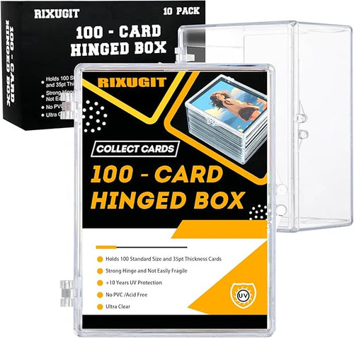 10-Pack 100-Count Deck-Case Card-Box - Hinged Trading Card Storage Box, Trading Deck Boxes, Clear Case Collection Storage Box for Gaming, Sports, Playing Cards by Unknown