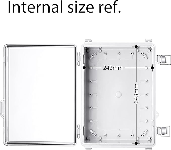 Junction Box, IP67 Waterproof Plastic Enclosure for Electrical Project, Hinged Grey Cover, Includes Mounting Plate and Wall Bracket (Transparent Cover, 14.6"×10.6"×5.9") - Image 4