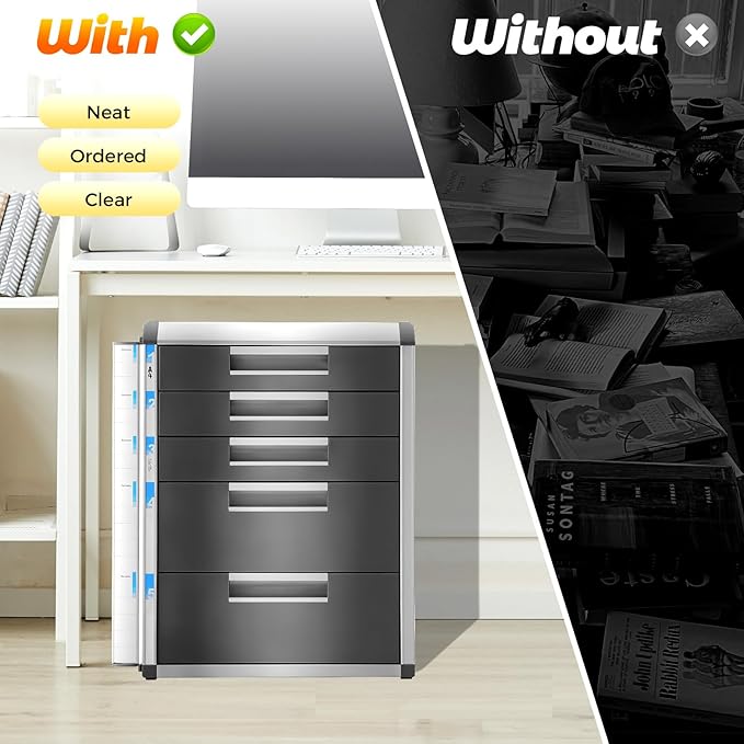 Metal Drawer Box, Luminium Alloy File Organiser with Lockable Drawers With 5 Drawers File Organiser for Home, Office - Image 7