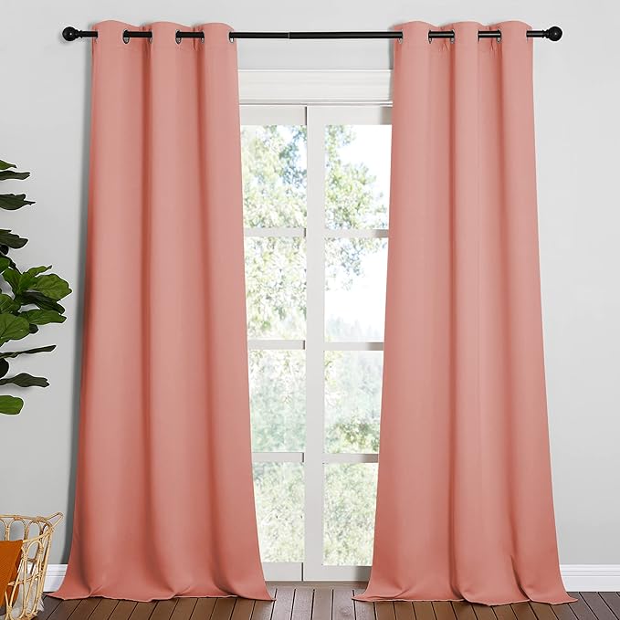 NICETOWN Coral Room Darkening Curtain Drapes - Window Treatment Light Blocking Privacy Curtain Panels for Home Decoration (Set of 2, 42 inches by 95-inch) by NICETOWN