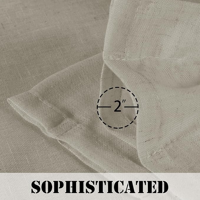H.VERSAILTEX Linen Curtains Elegant Natural Linen Blended Curtains Energy Light Filtering/Rod Pocket Window Treatments Panels/Drapes for Living Room (Set of 2, Oatmeal, 52 inch W X 108 inch L) - Image 3