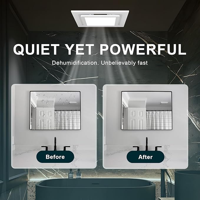 Bathroom Exhaust Fan with Light, 12 INCH, Upgraded Quiet Square Vent Fans with Adjustable LED Light, 141 CFM, for Bathroom, Office, Home - Image 7