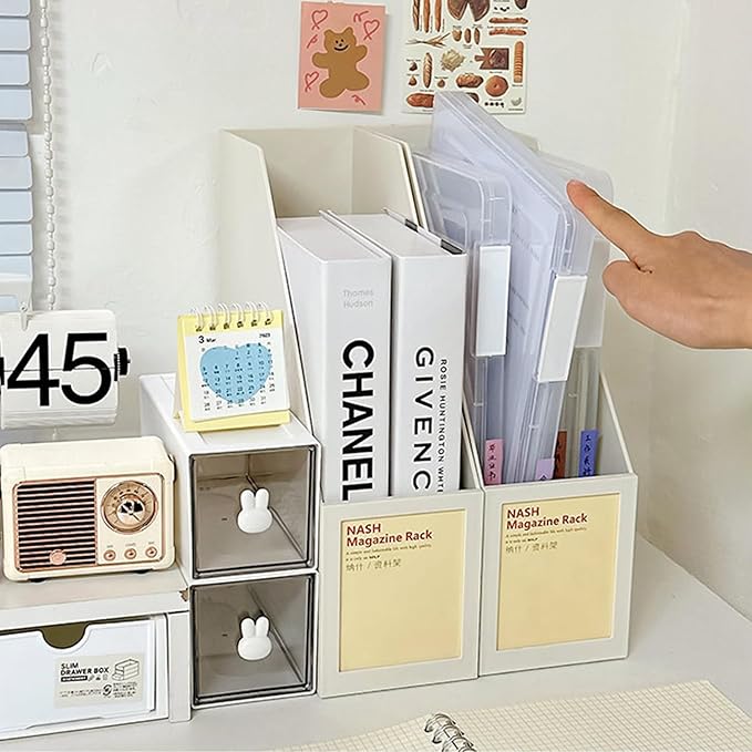 6 Pack A4 File Portable Project Case, Plastic Storage Box for 8.5" x 11" Letter Paper, Documents Magazines Holder Scrapbook Paper Storage Boxes (blue) - Image 7