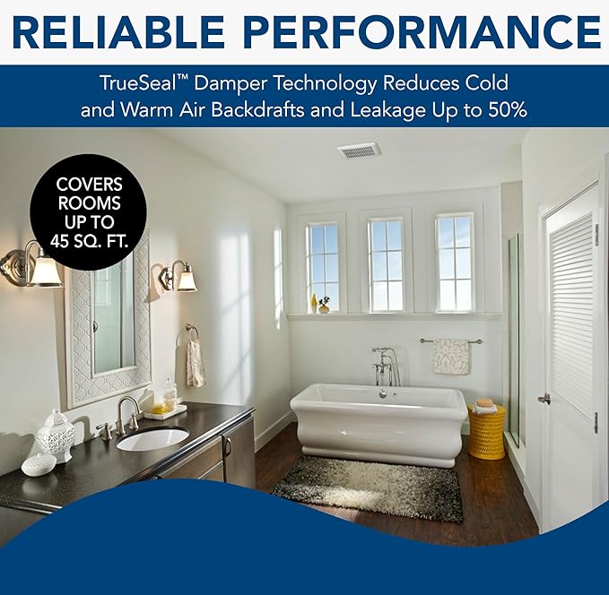 Broan-NuTone AE50 Ventilation Fan with Roomside Installation, ENERGY STAR Certified, Ceiling or Wall Mount, 50 CFM, 0.5 Sones, White - Image 3