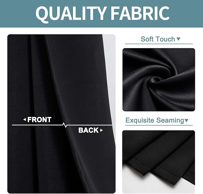 ChrisDowa Blackout Curtains 70 inches Wide for Bedroom - 2 Panels Set Extra Wide Grommet Thermal Insulated Room Darkening Curtains for Living Room (Black, 70 x 84 Inch) - Image 3