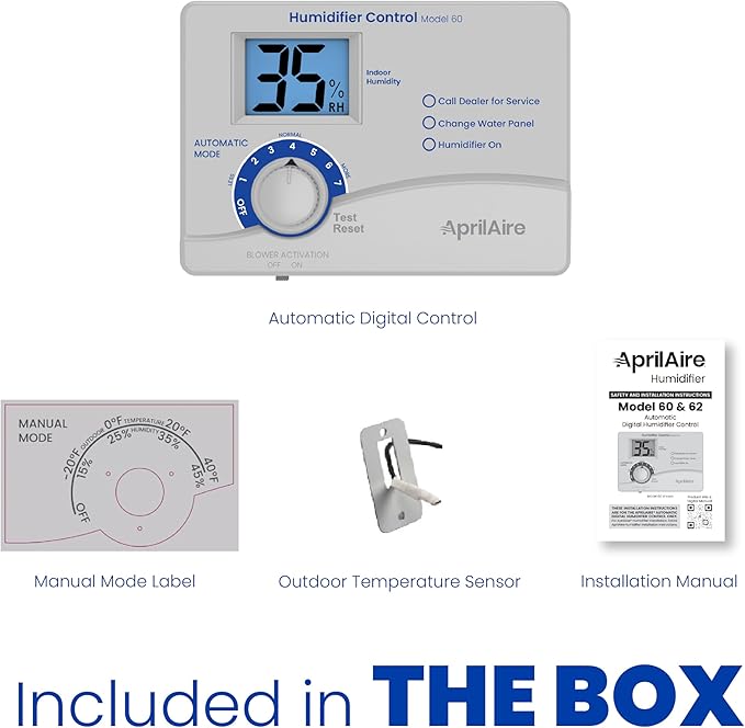 AprilAire 60 Automatic Digital Whole-House Humidifier Control Humidistat with Outdoor Temperature Sensor for AprilAire Whole-House Humidifiers, Low Voltage 24VAC - Image 4
