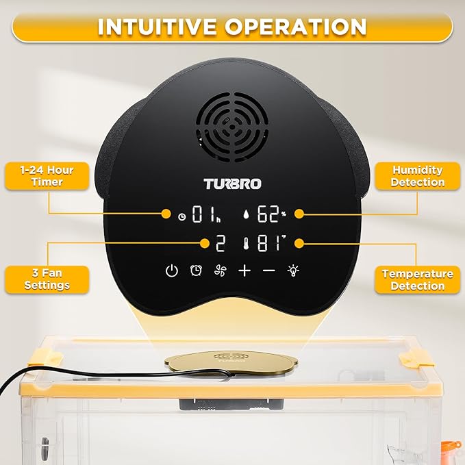 TURBRO 85L Pet Incubator, Precision Temperature Control for Puppy & Kitten Care, with Adjustable Fan Speed, Multifunctional LED Panel, Respiratory Support Nebulizer, Humidity Monitoring - Image 3