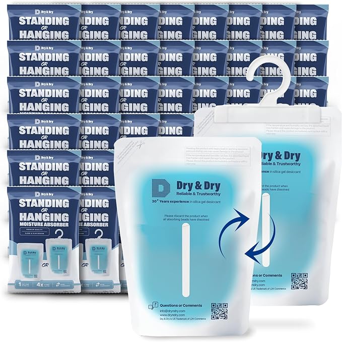 Dry & Dry 50 Packs Hybrid Moisture Absorbers & Musty Odor Eliminator Dehumidifier to Control Excess Moisture for Basements, Closets, Bathrooms, Laundry Rooms. Moisture Absorbers - Image 8