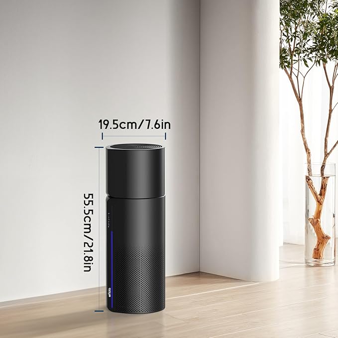 Afloia Air Purifier with Humidifier Combo, 2 in 1 3-Stage Filters for Bedroom Pets Hair Smoker Odors, Evaporative Humidifier, Auto Shut Off, Quiet Air Cleaner with Seven Color Light, Black - Image 8