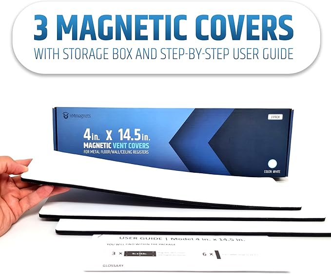 Powerful Magnetic Vent Covers (3-Pack) That Will Never Fall Off (Upgraded Design) - for Sealing Floor/Wall/Ceiling Registers of Width 3.25" to 4", Length 13.25" to 14" | Vent Not Included | White - Image 7