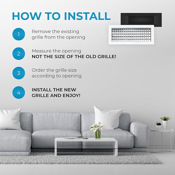 Aluminum 16 x 6 Inch Air Vent Covers Wall AC Grille – Premium Register Vent Cover – Durable Rustproof Aluminum Wall Vent – Multi-Shutter Damper – Individually Adjustable Front Blades, White - Image 6