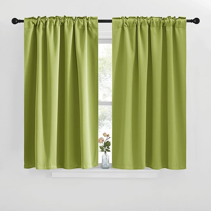 NICETOWN Blackout Curtain Panels for Living Room - (Fresh Green Color) 42x36 inch, 2 Panels Set, Room Darkening Blackout Drapes for Window - Image 2