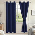Hiasan Blackout Curtains for Bedroom, 38 x 84 Inches Long - Thermal Insulated & Light Blocking Window Curtains for Living Room, 2 Drape Panels Sewn with Tiebacks, Navy Blue by Hiasan