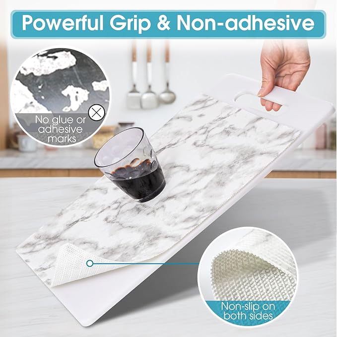 Coavas Extra Grip Thickened Shelf and Drawer Liner - Non-Adhesive Non-Slip Waterproof Mats for Kitchen Cabinets, Drawers, Shelves, Dresser & Cupboard, Easy Cut DIY (Marble, 24IN x 20FT) - Image 2