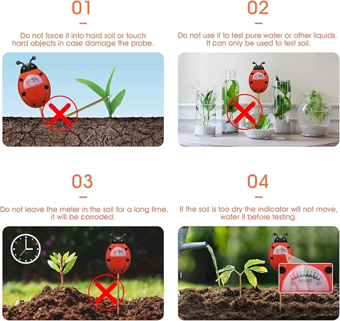 UNIWA Soil Moisture Meter, Plant Moisture Meter, Soil Hygrometer Sensor for Gardening, Farming, Indoor, and Outdoor Plants, Plant Water Monitor Gardening Gifts, No Batteries Required, 2-Pack - Image 4