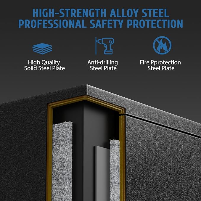 WASJOYE Biometric Fireproof Safe Box - 1.8 Cubic Feet Fingerprint Safe with Digital Keypad Lock and Type-C Port Alarm System, Fireproof Waterproof for Home Office Hotel Jewelry Documents Cash Storage - Image 2