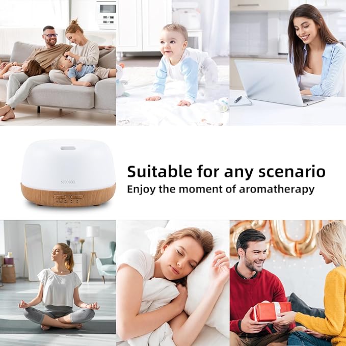 300ML Essential Oil Diffuser with 7-Color LED Lights and Remote Control, Modern Minimalist Design, High-Efficiency Ultrasonic Mist Aromatherapy Diffuser for Home - Image 3