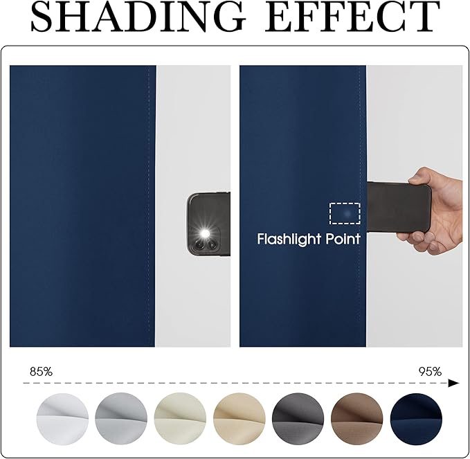 RYB HOME Extra Wide Outdoor Curtains for Patio Waterproof Tab Top Heavy Duty Thermal Insulated in Summer Full Coverage Privacy for Porch, Gazebo & Pergola, W100 x L84, Navy Blue, 1 Panel - Image 6