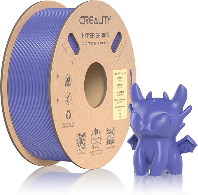 Official Creality Hyper PLA Filament 1.75mm, High Speed PLA 30-600mm/s Rapid 3D Printer Filament, Dimensional Accuracy +/-0.02mm, Fit Most FDM 3D Printers, 1KG(2.2lbs) Spool Very Peri by Creality