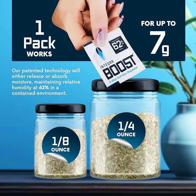 Integra Boost 2-Way Humidity Control Pack – Patented Technology for Humidity Control – Preserve Flavor & Maintain 62% RH – Moisture Absorber for Herbs, Spices & More – 2 Gram (Pack of 50) - Image 3