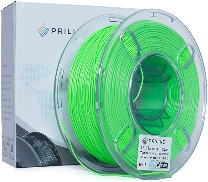 TPU Filament，PRILINE 98A TPU Flexible Soft 3D Printer Filament，1KG 1.75mm Spool Durable Flexible Material, Cyan - Image 4