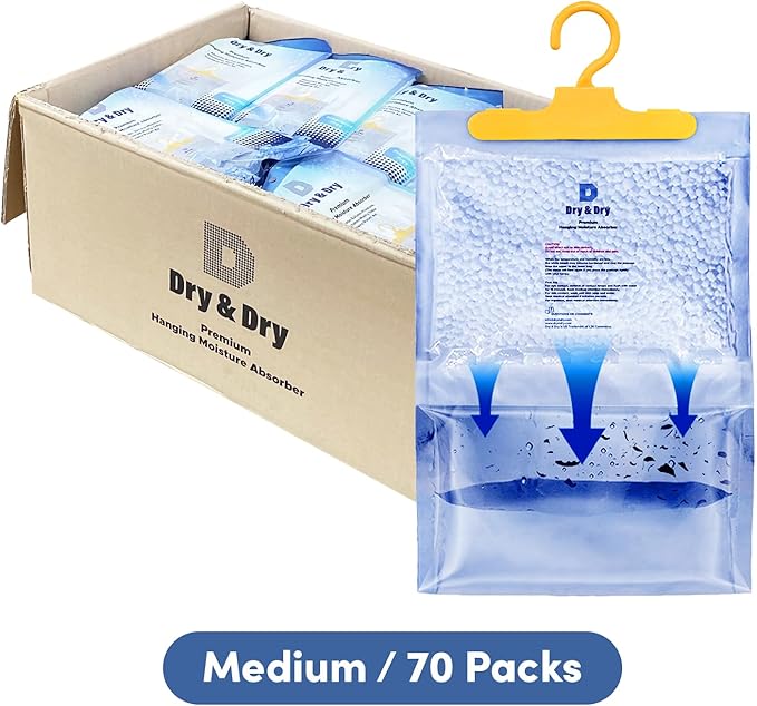 Dry & Dry 70 Pack [7 OZ] Moisture Absorbers - Home & Basement Dehumidifiers - Image 4