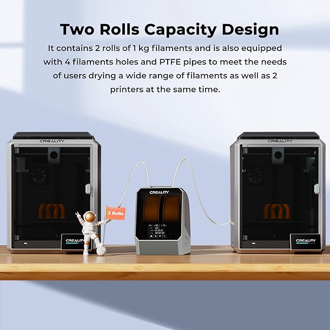 2025 Official Space Pi Filament Dryer Plus, 2 Rolls 3D Printer Filament Dry Box with 360° PTC Fast Heating, 4'' LCD Touch Screen, Filament dehydrator Fits 1.75/2.85mm PLA PETG ABS Filament - Image 2