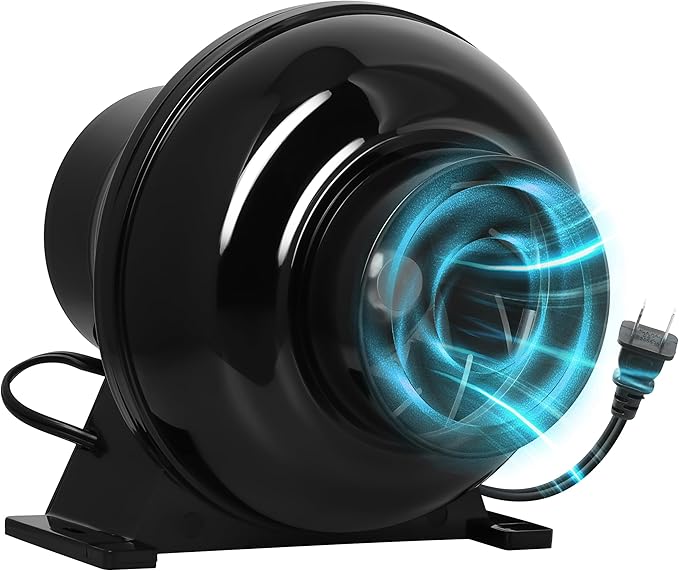 Simple Deluxe 4 Inch 195 CFM Inline Duct Ventilation Fan, Exhaust Fan HVAC Vent Blower for Hydroponics Grow Tent, Basements, Kitchens, Attic, Greenhouses, Black by SimpleDeluxe