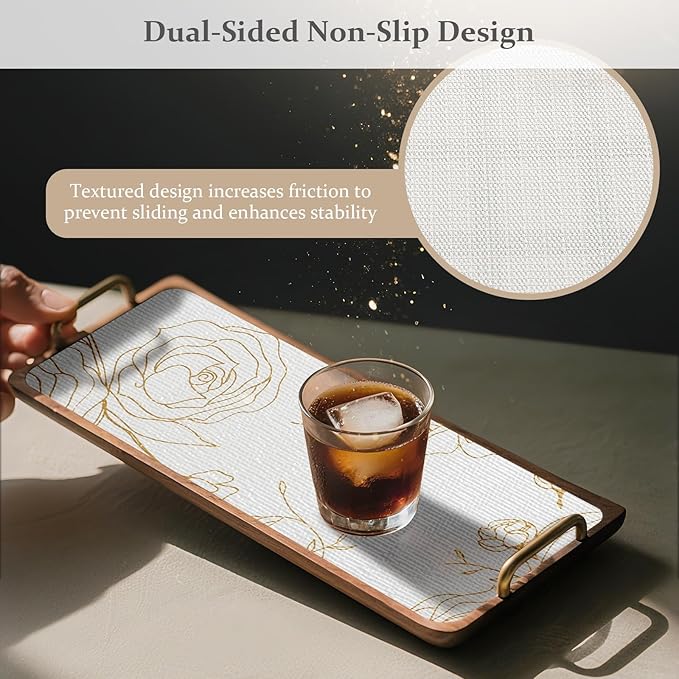 FINNEZ Drawer and Shelf Liner for Kitchen Cabinet Non Adhesive Non Slip 12in x 10FT, Heavy Duty Gripper Cabinet Liners, Waterproof No Residue Easy Cut with Measuring Tape & Cutter Tool (Golden Flower) - Image 2