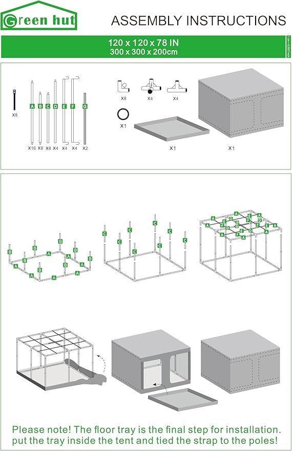 10x10 Grow Tent, 120"x120"x78" Growing Tent with Observation Window and Floor Tray for Hydroponics Indoor Plant Growing Large Grow Room - Image 9