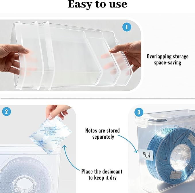 Filament Storage Box, 4 Pack Filament containers. This 3D Printer Filament Storage Box Features a Secure Sealing System That Keeps Them Waterproof and dust-Proof, Keeping Them Organized (4.0 L). - Image 4
