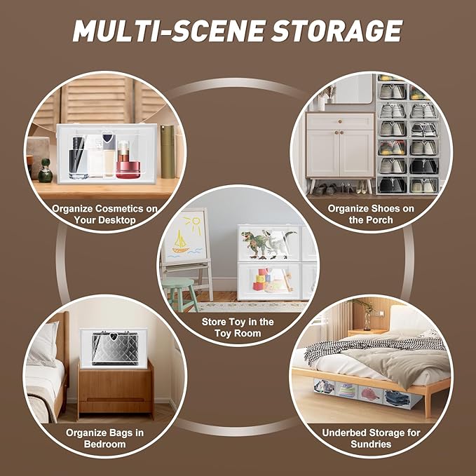 Bitodd 20Pcs Large Plastic Shoe Storage Boxes, Simple Modern Lightweight and Foldable Shoe Organizers, Easy to Access Shoe Horn for Store Flat Casual Footwear and Sneakers - Image 7