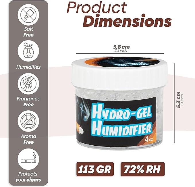 Hydro-Gel Cigar Humidor Humidifier 4oz Jar Convenient & Easy All In One Solution For Humidification - Maintains the Ideal Moisture Balance, 2.10x2.30 - Image 3