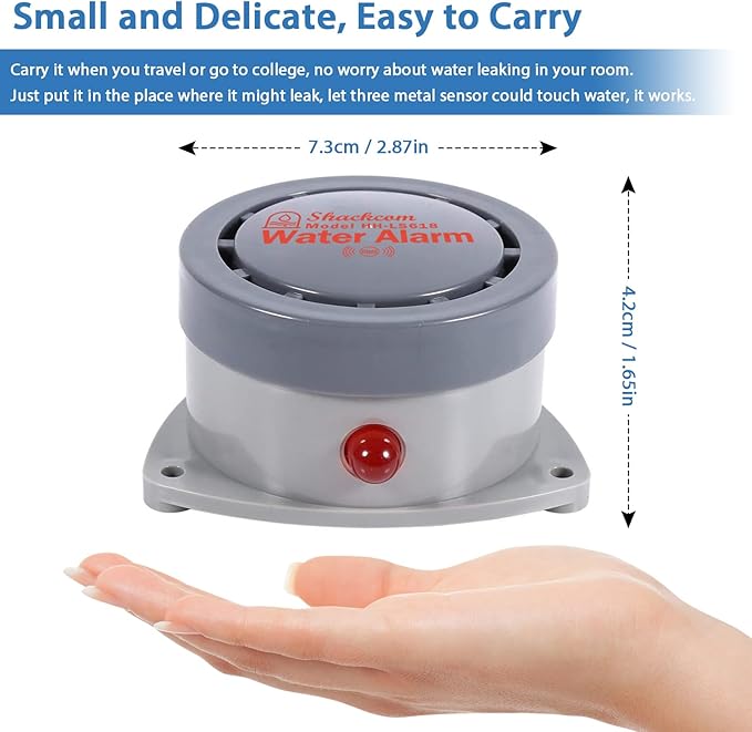Water Leak Detector 1 Pack, Shackcom Water Alarm 110DB, Wireless, Waterproof & Battery-Operated, Audio and Light Alerts for Bathroom, Kitchen & Home Security ( Battery Not Included ) - Image 2