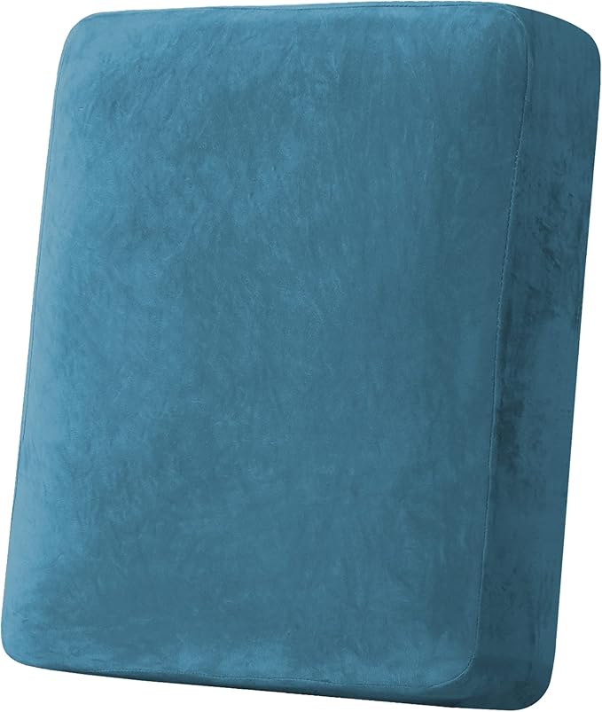 H.VERSAILTEX Velvet Stretch Couch Cushion Cover Plush Cushion Slipcover for Chair Cushion Furniture Protector Seat Cushion Sofa Cover (1 Piece Armchair Cushion Covers, Peacock Blue) by HVERSAILTEX