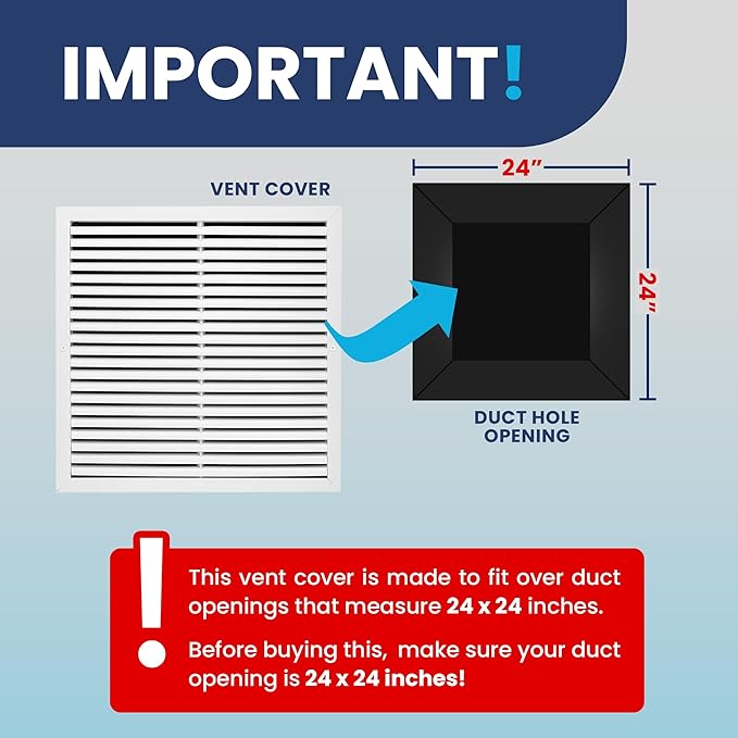 24x24 Inch (Duct Opening) Air Return Vent Cover Decorative – Premium Aluminum AC Vent Cover for Ceiling & Wall, Rustproof Grille, Ideal for Home HVAC Grille, Durable & Easy to Install by ACLAMINAIRE - Image 4