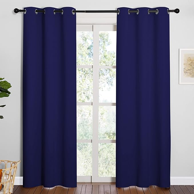 NICETOWN Window Treatment Energy Saving Thermal Insulated Solid Grommet Blackout Curtains/Drapes for Living Room (Royal Blue, 1 Pair, 42 by 84-Inch) - Image 2