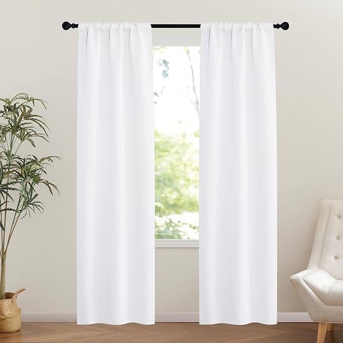 NICETOWN 1 Panel Room Darkening Door Curtains for Doorway, Energy Smart Privacy Temporary Rod Pocket and Ceiling Track Door Covering for Closet Kitchen Bathroom, Pure White, W25 x L80 inch by NICETOWN
