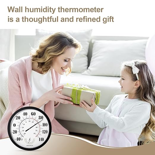 Indoor Outdoor Thermometer Wall Large Numbers Thermometer No Battery 10" Hanging Digital Weather Hygrometers for Home Garden Outside Patio Decor (Black) - Image 5