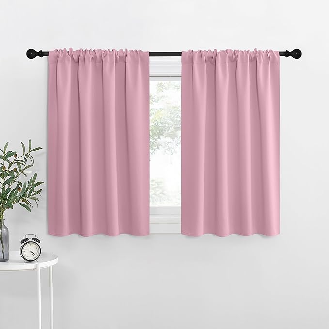 NICETOWN Blackout Curtains for Living Curtains, Rouge Pink, 2 Panels, 29 by 30, Room Darkening Window Curtain Panels, Easy-Care Solid Thermal Insulated Draperies/Drapes for Daughter Room by NICETOWN