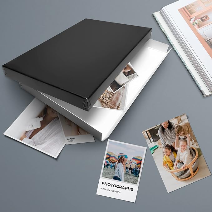 Lineco Museum Archival Storage Box, 11.75x17.75x1.5 in. Drop Front Design. Acid-Free with Metal Edge. Organize Photos, Pictures, Prints, Documents, Crafts, DIY. Black, 1 Pack - Image 6