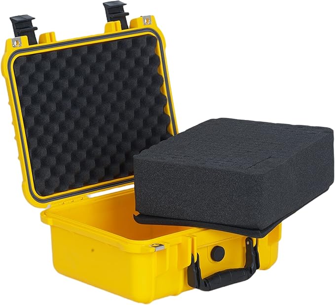 MEIJIA Portable All Weather Waterproof Protective Case,Hard Case,Camera Case With Customized Fit Foam,Fit Use of Drones,Camera,Equipments,Pistols,13.35 x11.63x5.98inches (Yellow) - Image 3