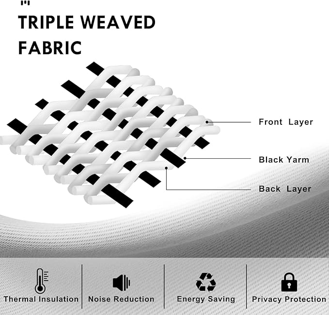 DWCN Blackout Curtains for Living Room Thermal Insulated, Energy Saving & Noise Reducing Bedroom Curtains, Black, W 70x L 72 Inch, Set of 2 Rod Pocket Curtain Panels - Image 5