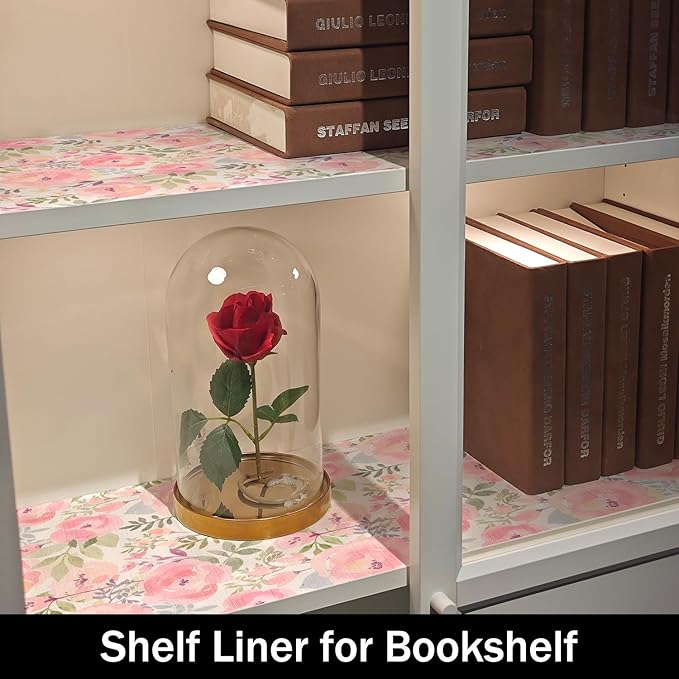 Peach Peony Shelf and Drawer Liner 12IN x 20FT,Non-Adhesive and Strong Non-Slip Floral Cabinet Drawer Liners for Kitchen Shelf, Waterproof Cupboard Liners,Easy to Clean - Image 8