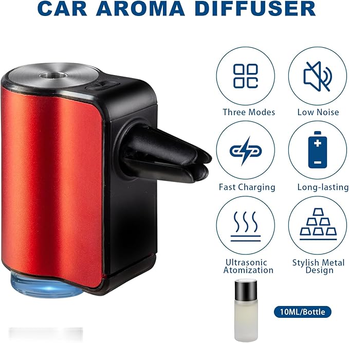Featwell Car Aromatherapy/Fragrance car Air fresheners/Humidifier Essential Oil Diffuser for Vehicle (Red) - Image 2