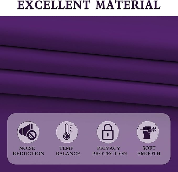 DONREN 96 Inches Long 2 Panels Blackout Curtain Panels for Bedroom - Rod Pocket Thermal Insulated Drapes for Living Room(Royal Purple,42 x 96) - Image 4