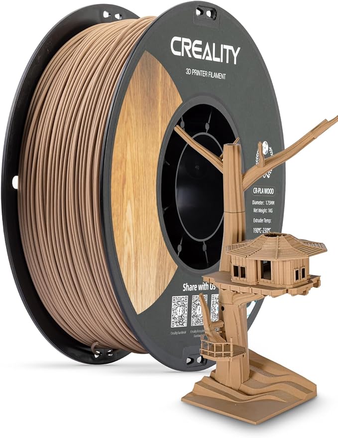 Creality Wood Filament PLA, 3D Printer Filament 1.75 mm, Smooth Silk Texture, Toughness, 1kg(2.2lbs)/Spool Printing Filament, for All FDM Printers (Wood) by Creality
