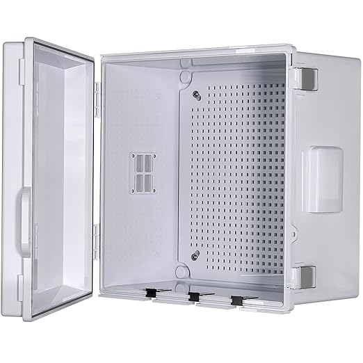 ABS Electrical Junction Box, Ventilated Design, Cable Grommets, IP65 Waterproof Enclosure, Indoor/Outdoor Use with Mounting Panel. (Grey Cover, 11.9"x11.9"x7") by ANIMACYN